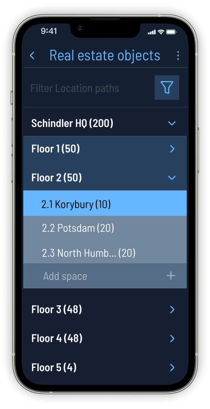 Building navigation screen