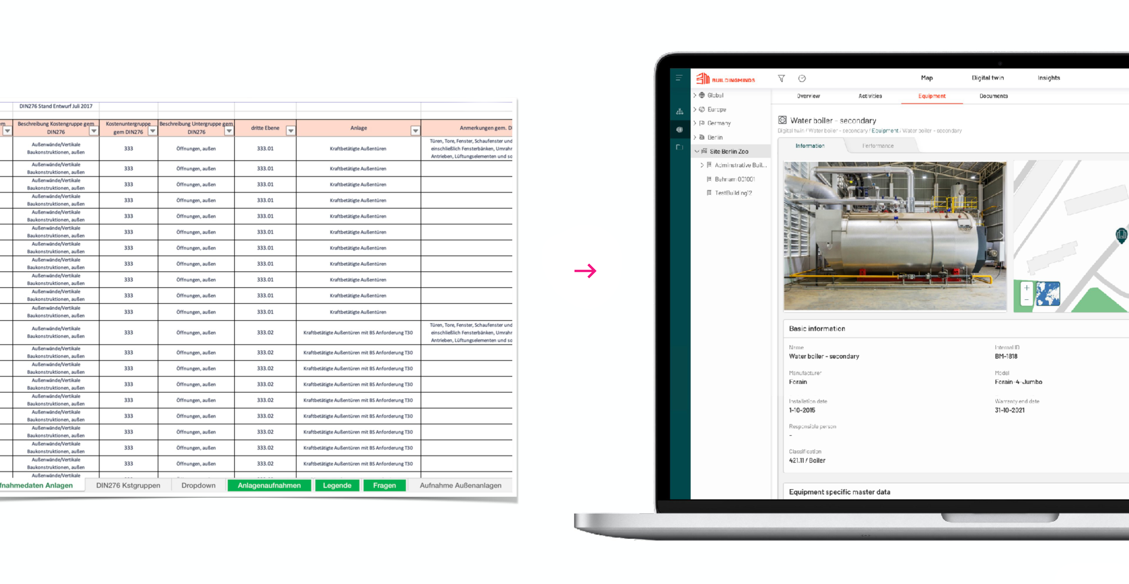 Excel spreadsheet versus BuildingMinds platform