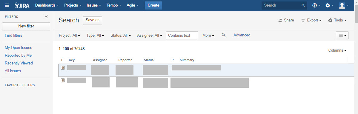 JIRA-style filter pattern