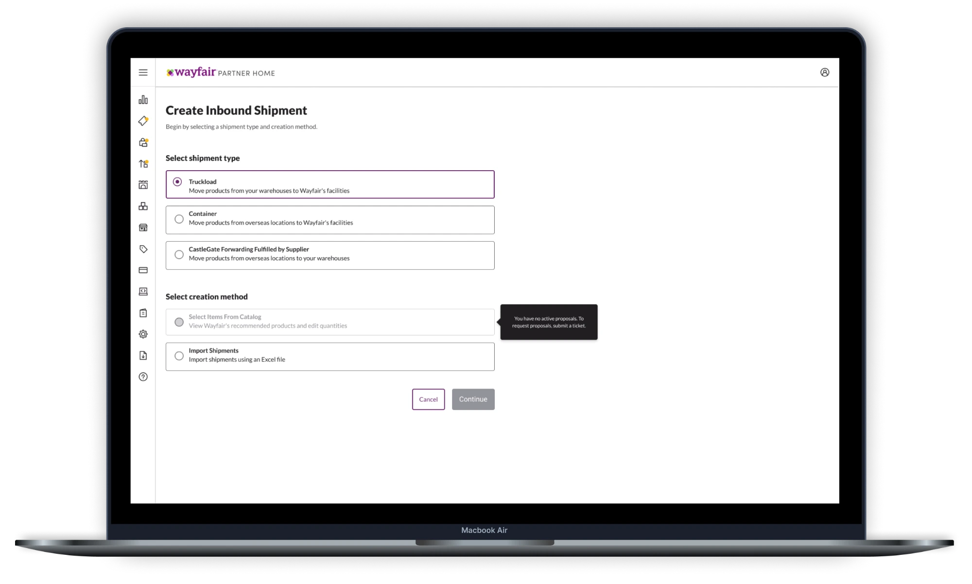 Step-by-step guided wizard for newer suppliers